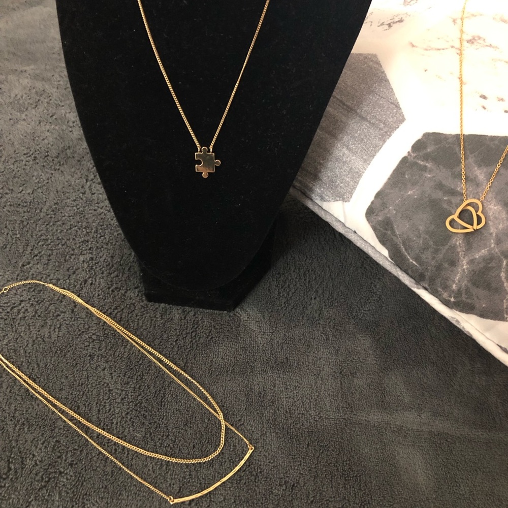 Trio of gold necklaces new without tags